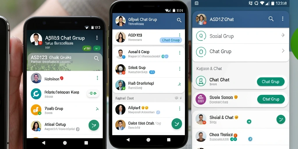 Tampilan antarmuka pengguna ASD123 untuk grup chat.