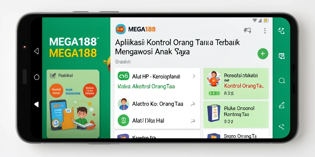 Tampilan antarmuka MEGA188 yang ramah pengguna untuk kontrol orang tua.