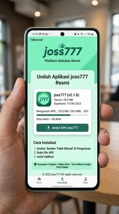 Tampilan halaman APK joss777